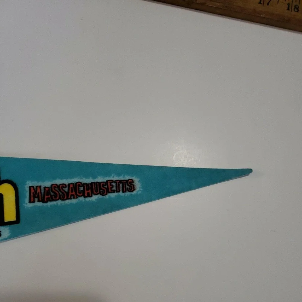 Vintage Plymouth Rock,‎ MA Mayflower travel souvenir felt flag banner pennant